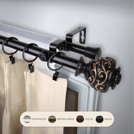 Kd 0.8125 in. Harmony Double Curtain Rod with 28 to 48 in. Extension, Black KD3723278